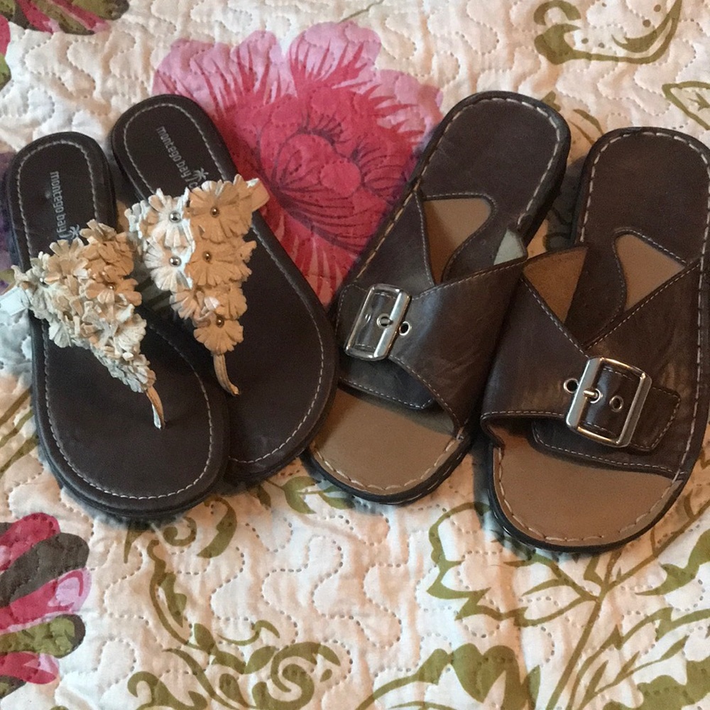 2 pairs of leather sandals